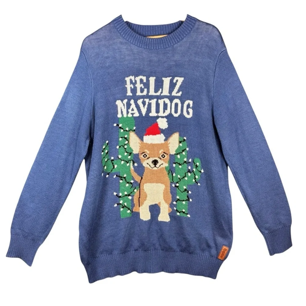 Tipsy Elves “Feliz Navidog” Christmas Sweater – Sz XXL (Blue)